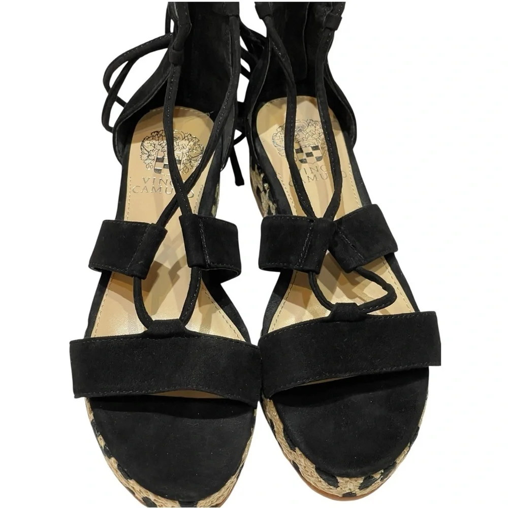 VINCE CAMUTO BOHO LEOPARD PRINT PLATFORM ESPADRILLE SANDALS SZ 7.5 MED EUC